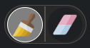 The drawing toolbar in doodad mode: a brush and an eraser