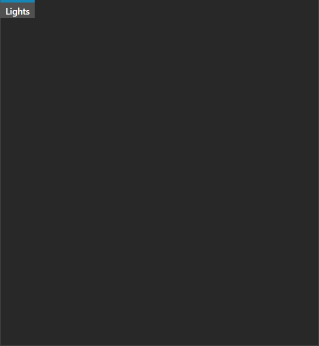 The Tools pane in lighting mode, showing an empty Lights tab
