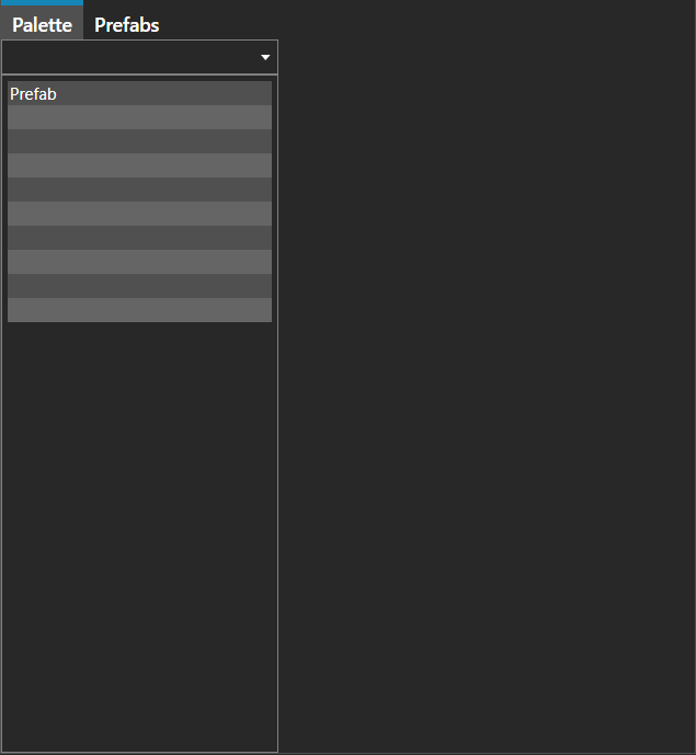 The Tools pane in prefab mode, showing the Palette and Prefabs tabs