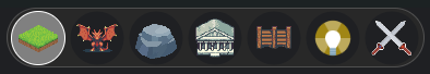 The context mode toolbar, one button per mode