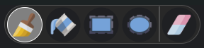 The drawing tool toolbar as it appears in tile mode, with brush, fill, rectangle, ellipse and eraser