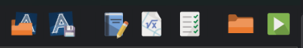 The project toolbar, ending in the green run-test-game button