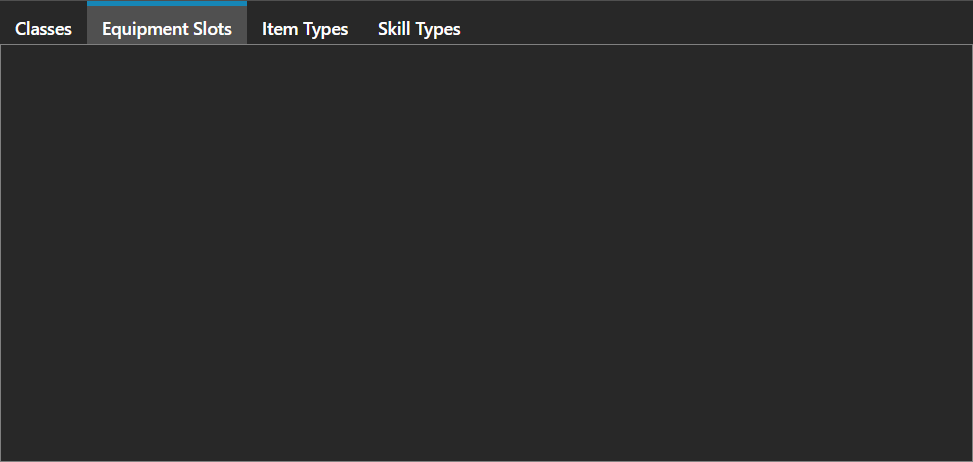 The Equipment Slots tab, listing the slots this character can equip into
