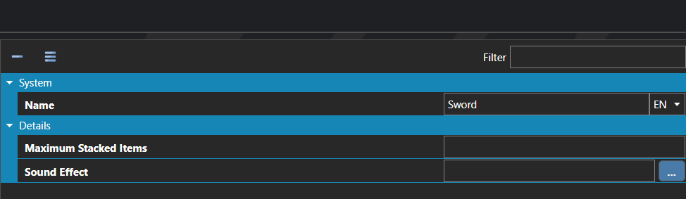 The Item Types section of the database