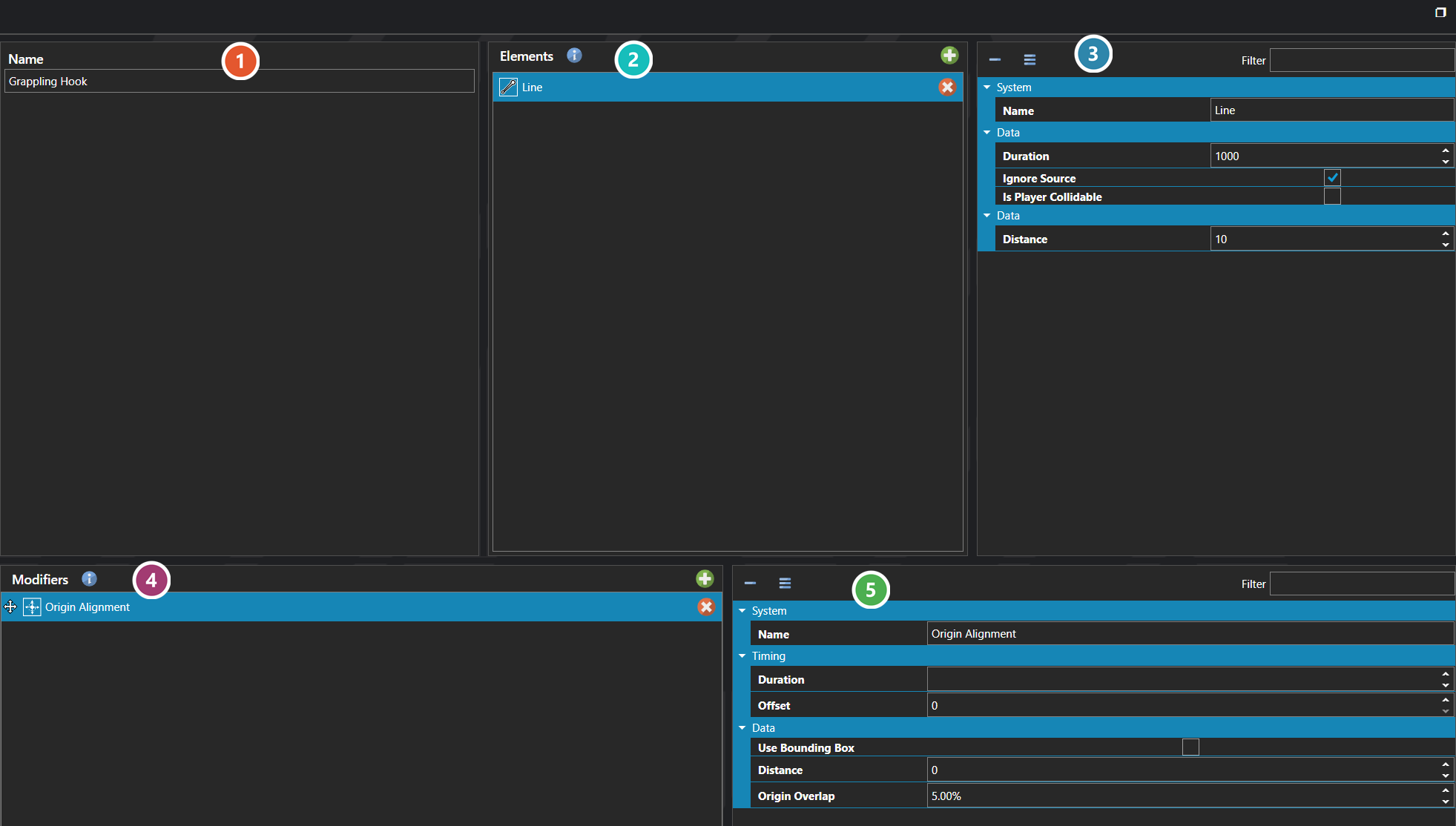 The Projections section of the database