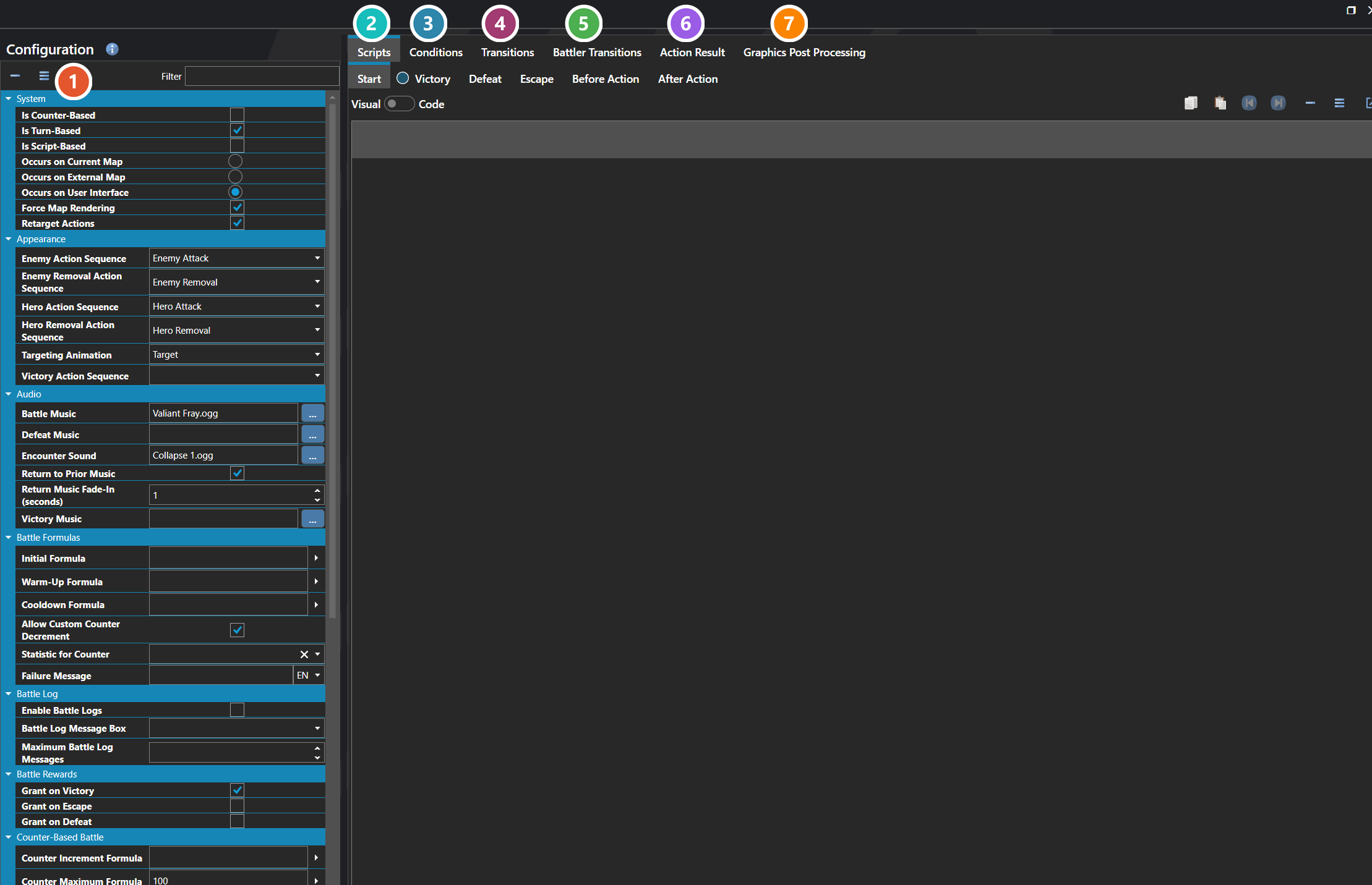 The Configuration section of the database