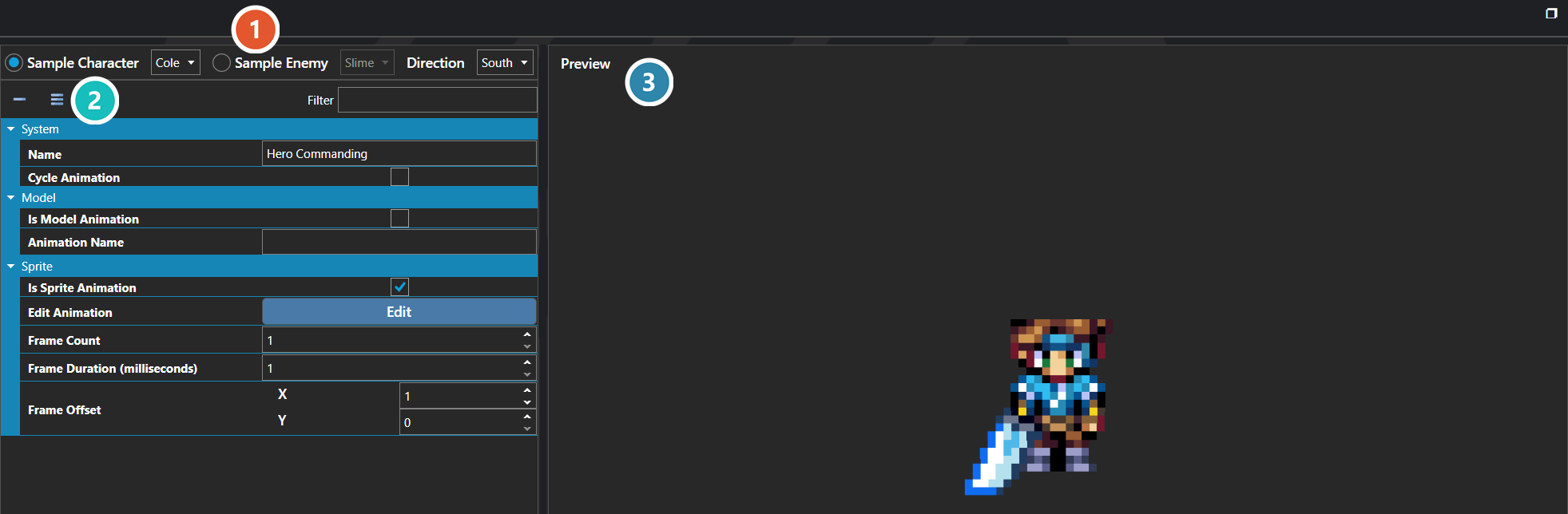 The Battle Poses section of the database