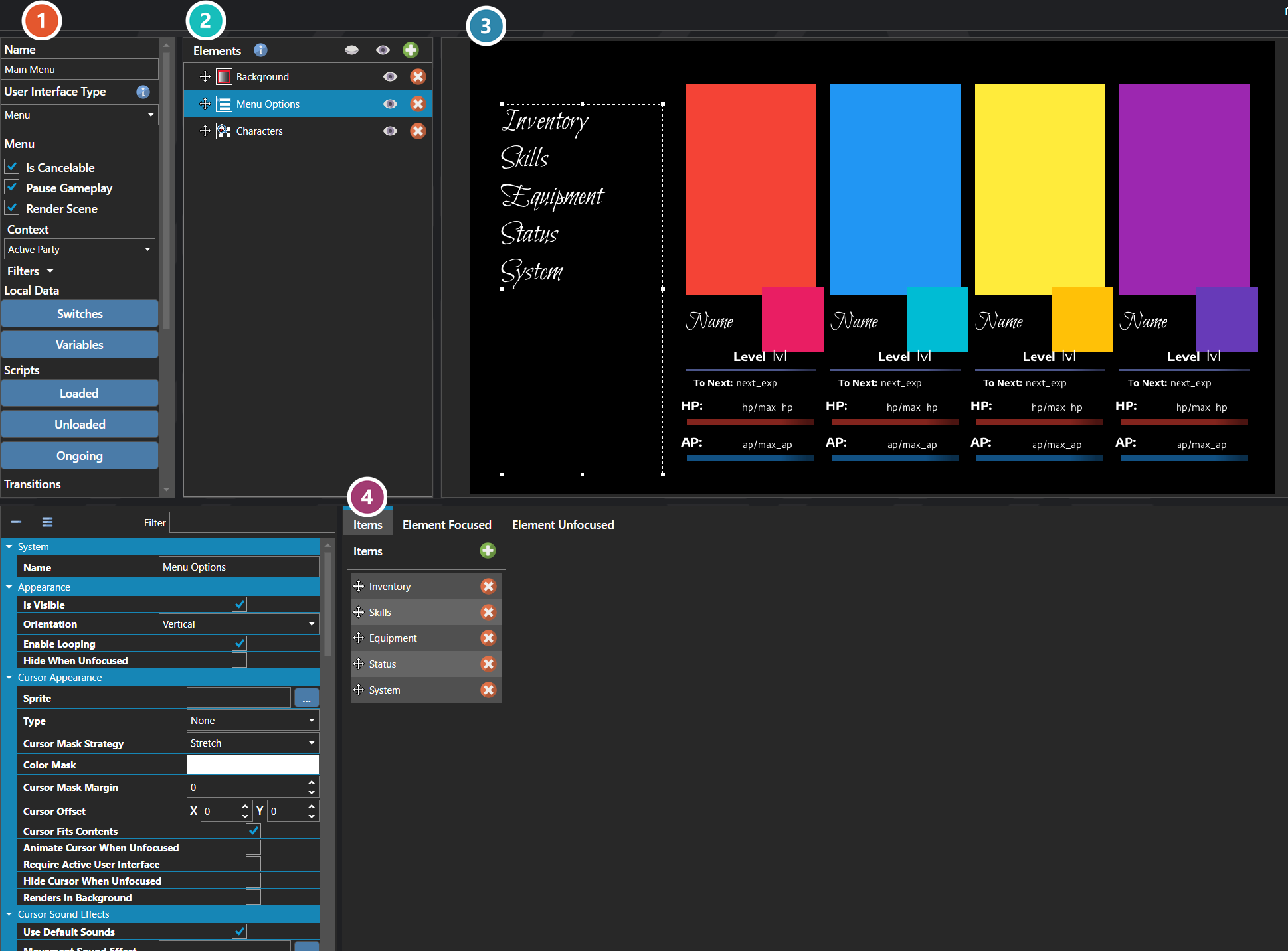 The User Interfaces section of the database
