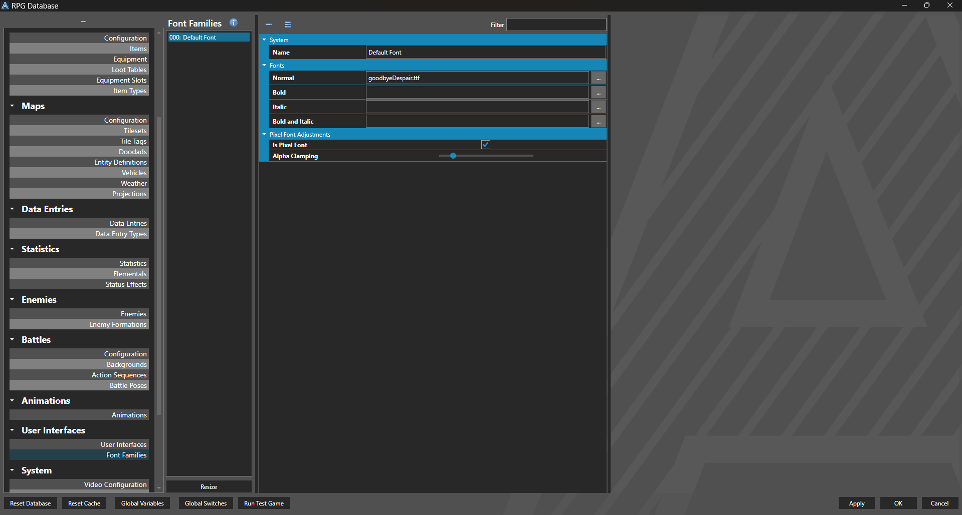 Database.FontFamilies